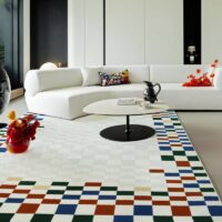 Tapis berbère carreaux colorés pour salon et salle à manger XAV PIRON
