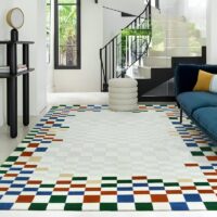 Tapis berbère carreaux colorés pour salon et salle à manger XAV PIRON