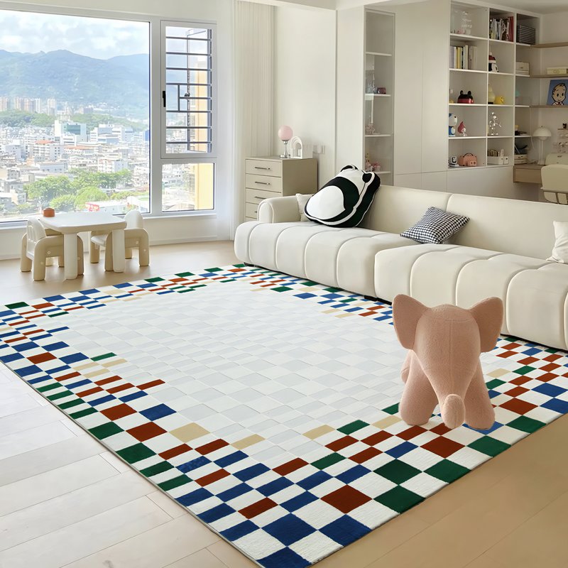 Tapis berbère carreaux colorés pour salon et salle à manger XAV PIRON