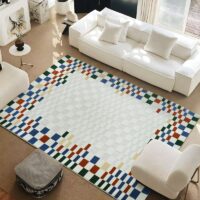 Tapis berbère carreaux colorés pour salon et salle à manger XAV PIRON