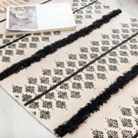 Tapis berbère lignes beiges et noires descente de lit chic et bohème STANI