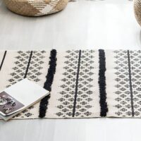 Tapis berbère lignes beiges et noires descente de lit chic et bohème STANI
