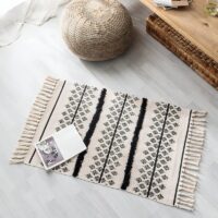 Tapis berbère lignes beiges et noires descente de lit chic et bohème STANI