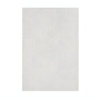 Tapis blanc cassé en laine bohème pour salon et séjour PUXU