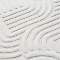 Tapis blanc cassé en laine bohème pour salon et séjour PUXU