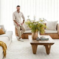 Tapis blanc cassé en laine bohème pour salon et séjour PUXU