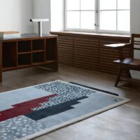 Tapis bleu design abstrait et moderne pour salon et séjour PUXU
