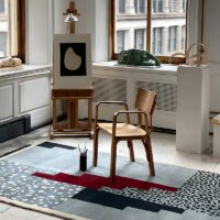 Tapis bleu design abstrait et moderne pour salon et séjour PUXU