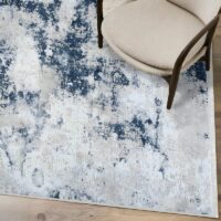 Tapis bleu et blanc cassé dégradé de couleurs style de Turquie LMH DESIGN