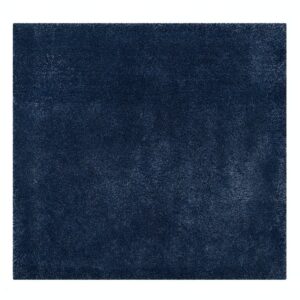 Tapis carré bleu poils longs shaggy FAMILLY RUG