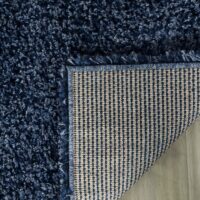 Tapis carré bleu poils longs shaggy FAMILLY RUG