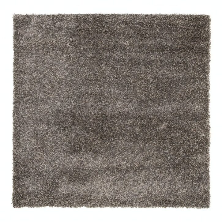 Tapis carré gris marron taupe poils longs shaggy FAMILLY RUG