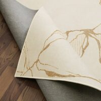 Tapis chambre beige motifs marrons abstraits KELIA