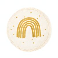 Tapis chambre enfant rond avec arc-en-ciel jaune et froufous KELLY