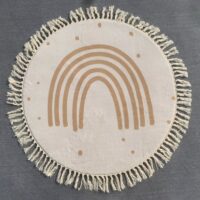 Tapis chambre enfant rond avec arc-en-ciel jaune et froufous KELLY