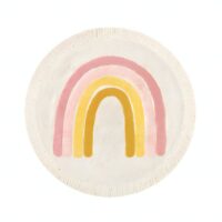 Tapis chambre enfant rond avec arc-en-ciel rose et froufous KELLY