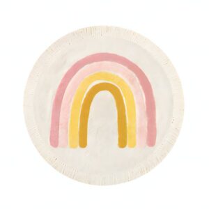 Tapis chambre enfant rond avec arc-en-ciel rose et froufous KELLY