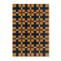 Tapis chambre et salon motifs géométriques jaunes bleus et marrons PUXU