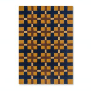 Tapis chambre et salon motifs géométriques jaunes bleus et marrons PUXU