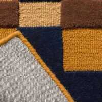 Tapis chambre et salon motifs géométriques jaunes bleus et marrons PUXU