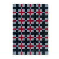 Tapis chambre et salon motifs géométriques rouge gris et noir PUXU