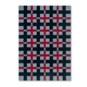 Tapis chambre et salon motifs géométriques rouge gris et noir PUXU