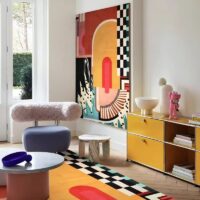 Tapis coloré de salon design abstrait FOULIFOUTI