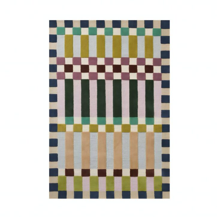 Tapis coloré rectangulaire motifs rectangles multicolores PUXU