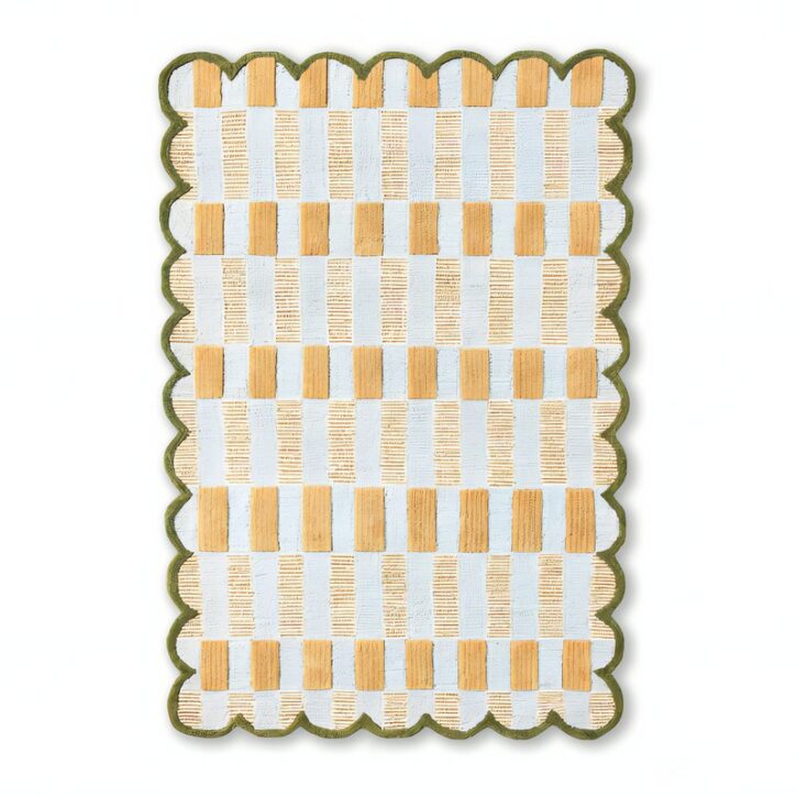Tapis coloré style marocain avec motifs géométriques et bords arc de cercle PUXU