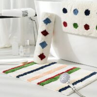 Tapis de bain absorbant blanc avec dessins colorés WATERRUG
