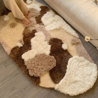 Tapis de chambre et salon shaggy marron et beige couches superposées BIONCA