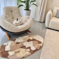 Tapis de chambre et salon shaggy marron et beige couches superposées BIONCA