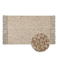 Tapis de couloir en fibre tressée à pompons beige et blanc SLOWLIFE