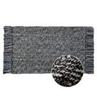 Tapis de couloir en fibre tressée à pompons noir et blanc SLOWLIFE