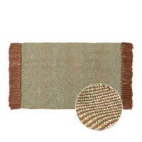 Tapis de couloir en fibre tressée à pompons vert et orange SLOWLIFE