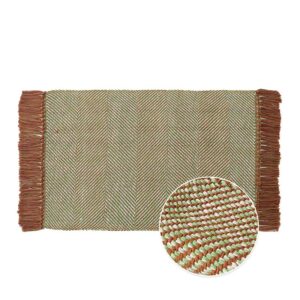 Tapis de couloir en fibre tressée à pompons vert et orange SLOWLIFE