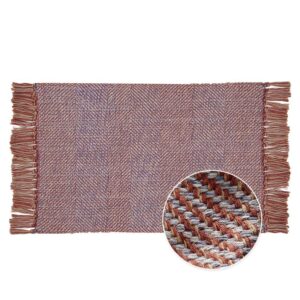 Tapis de couloir en fibre tressée à pompons violet et orange SLOWLIFE
