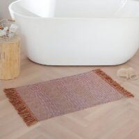 Tapis de couloir en fibre tressée à pompons violet et orange SLOWLIFE