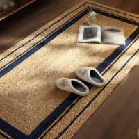Tapis de couloir jonc de mer et jute rectangulaire avec lignes bleues ETNA