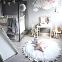Tapis de jeux bébé circulaire blanc MARIE