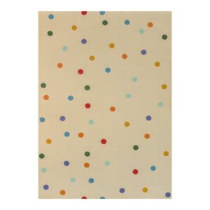 Tapis de jeux pour enfant en laine beige avec points de couleur BASIL