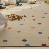 Tapis de jeux pour enfant en laine beige avec points de couleur BASIL