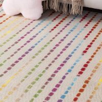 Tapis de jeux pour enfant en laine beige avec traits de couleur BASIL