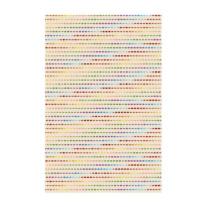 Tapis de jeux pour enfant en laine beige avec traits de couleur BASIL