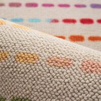 Tapis de jeux pour enfant en laine beige avec traits de couleur BASIL