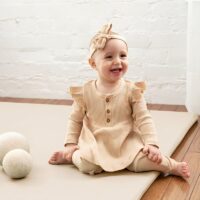 Tapis de motricité beige pour bébé imperméable avec fermeture éclair