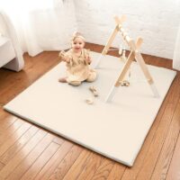 Tapis de motricité beige pour bébé imperméable avec fermeture éclair