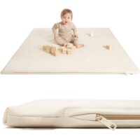 Tapis de motricité beige pour bébé imperméable avec fermeture éclair