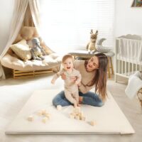 Tapis de motricité beige pour bébé imperméable avec fermeture éclair