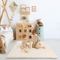 Tapis de motricité beige pour bébé imperméable avec fermeture éclair